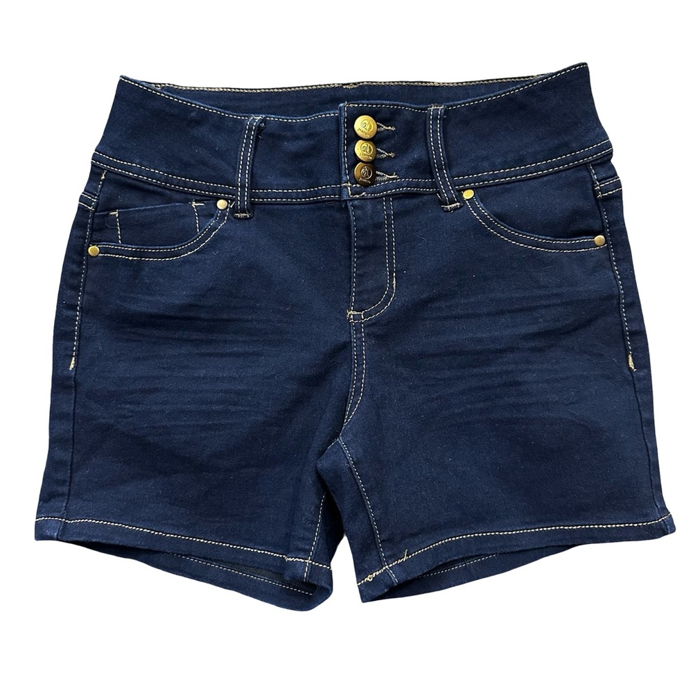 D. Jeans Blue Denim Jean Shorts Size 6 Dark Wash Stretchy Double Button Summer